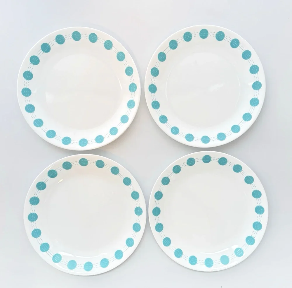 Set of 4 CORELLE SOUTH BEACH Pattern Dinner Plates 10-1/4